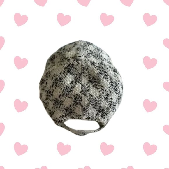 Karl Lagerfeld Paris Adjustable Black and White Tweed Hat NWT - Picture 2 of 7